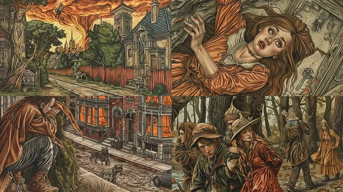 Intricate Illustrative Narrative with a Historical Flair - Midjourney sref style