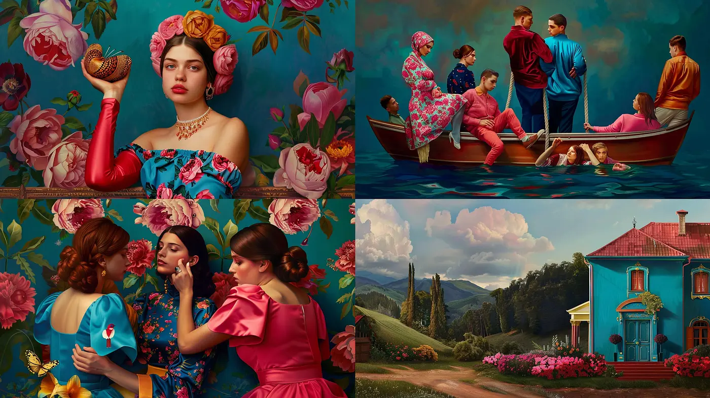Vivid Botanical Dreamscapes: A Homage to Painterly Elegance and Floral Grace - Midjourney sref style