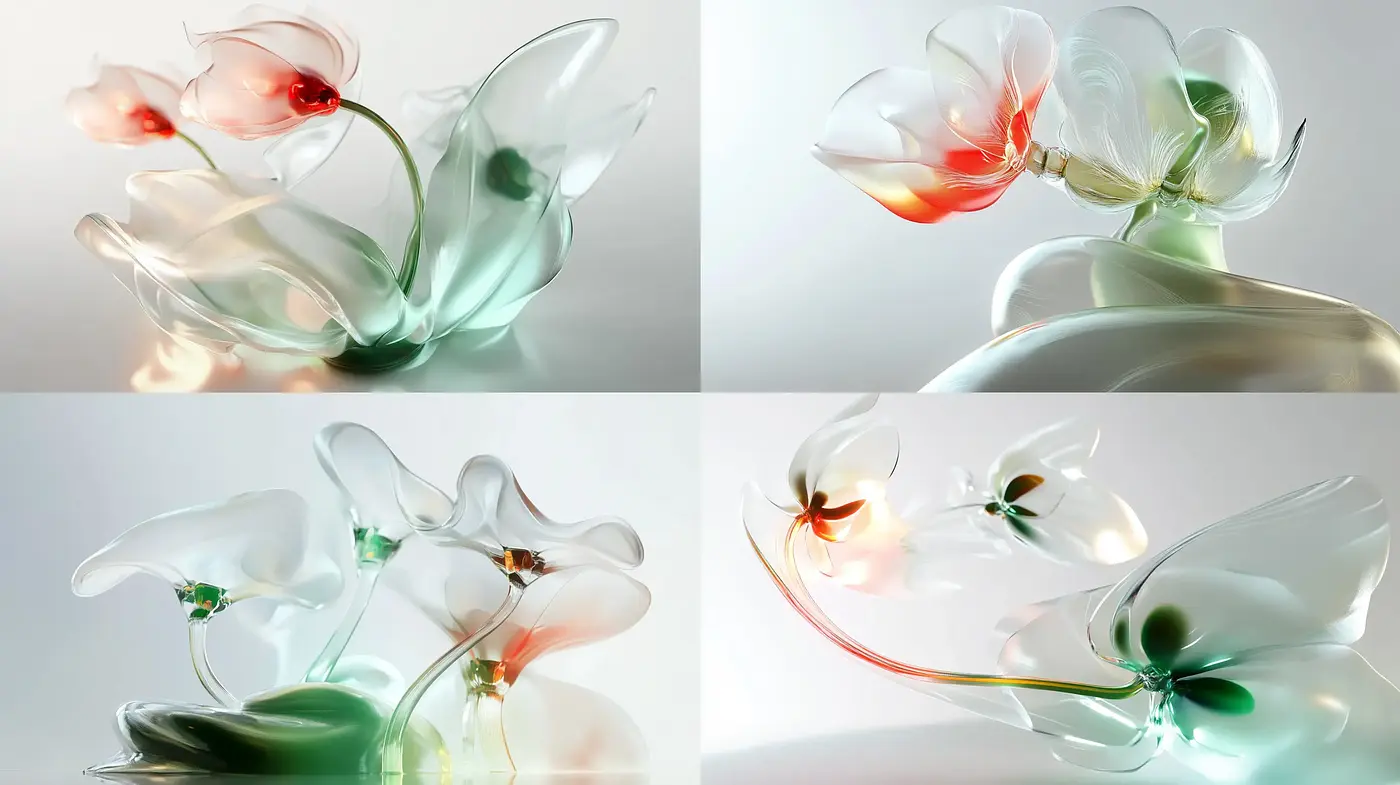 Ethereal Luminosity: A Seamless Blending of Translucent Forms - Midjourney sref style