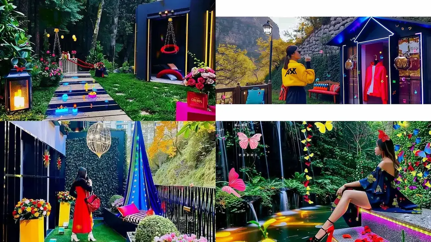 Vibrant Playful Aesthetic with Nature Integration and Modern Elements - Midjourney sref style