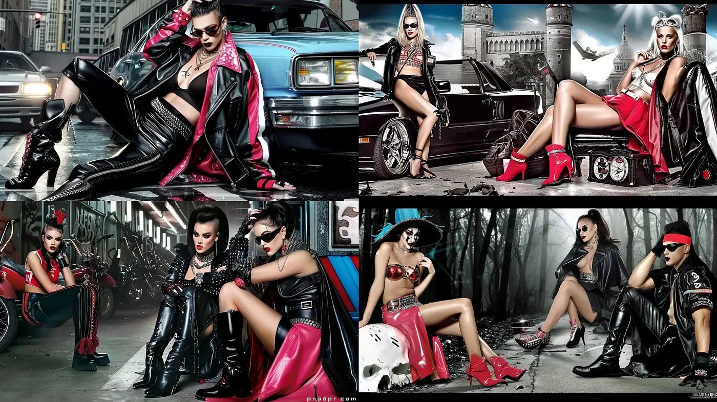Glamorously Edgy Urban Chic with a Hint of Retro - Midjourney sref style