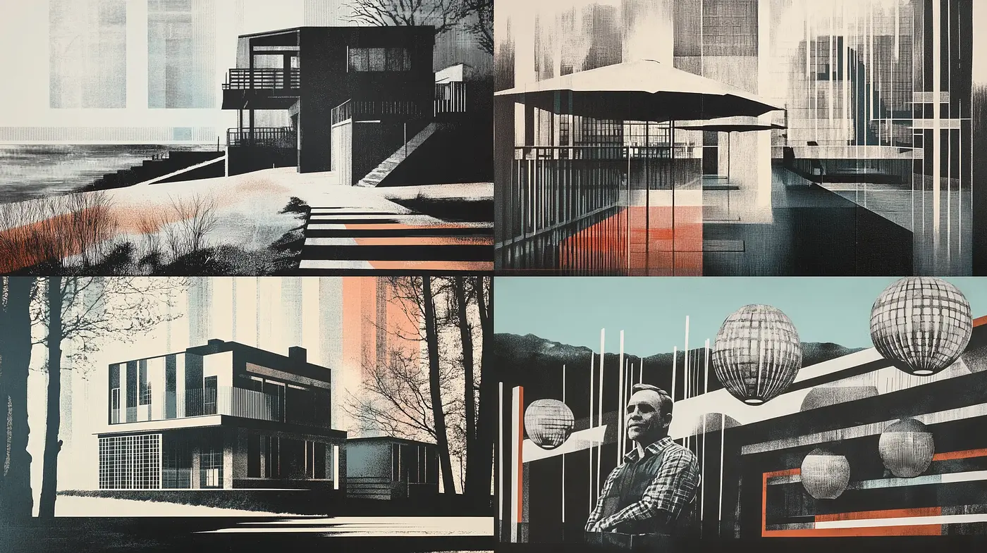 Monochromatic Modernism with Vibrant Retro Overtones - Midjourney sref style