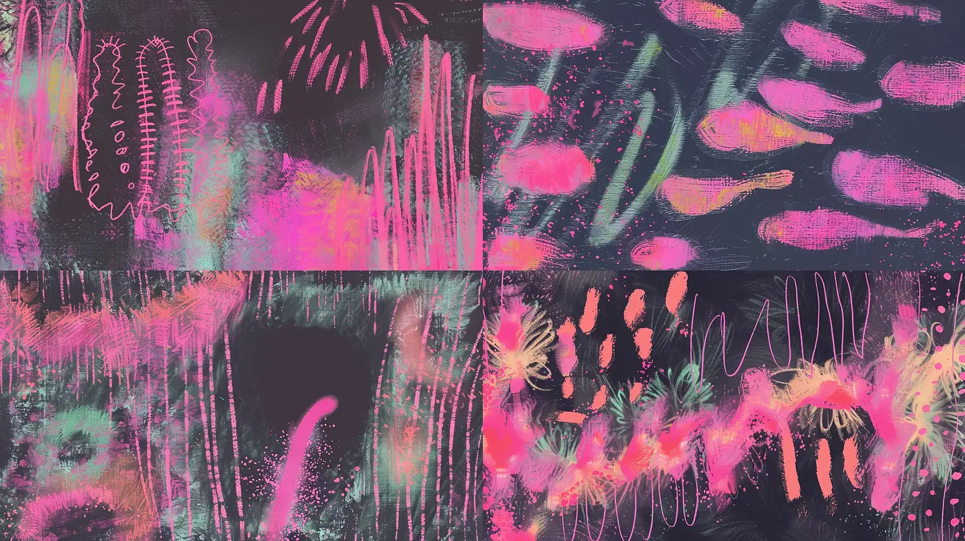 Psychedelic Dreamscape in Neon Brushstrokes - Midjourney sref style