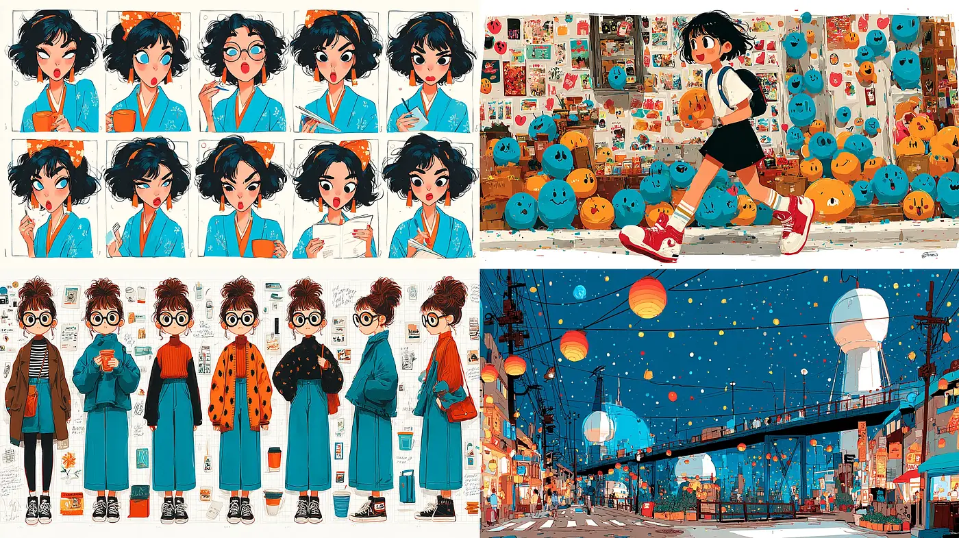 Vibrant Contemporary Anime Style with Nostalgic Elements - Midjourney sref style