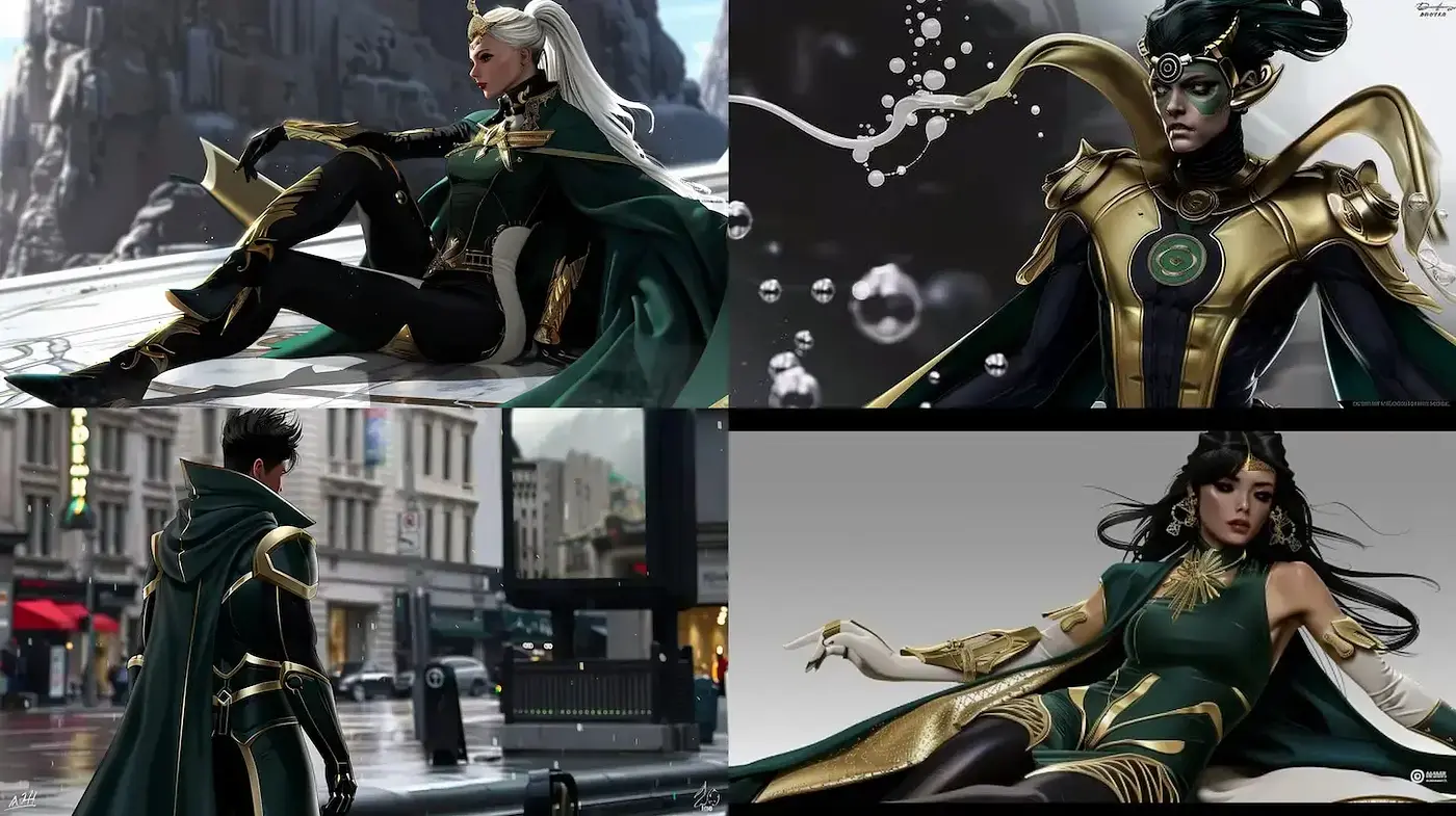 Cinematic fantasy elements blended with stylish modern aesthetics - Midjourney sref style