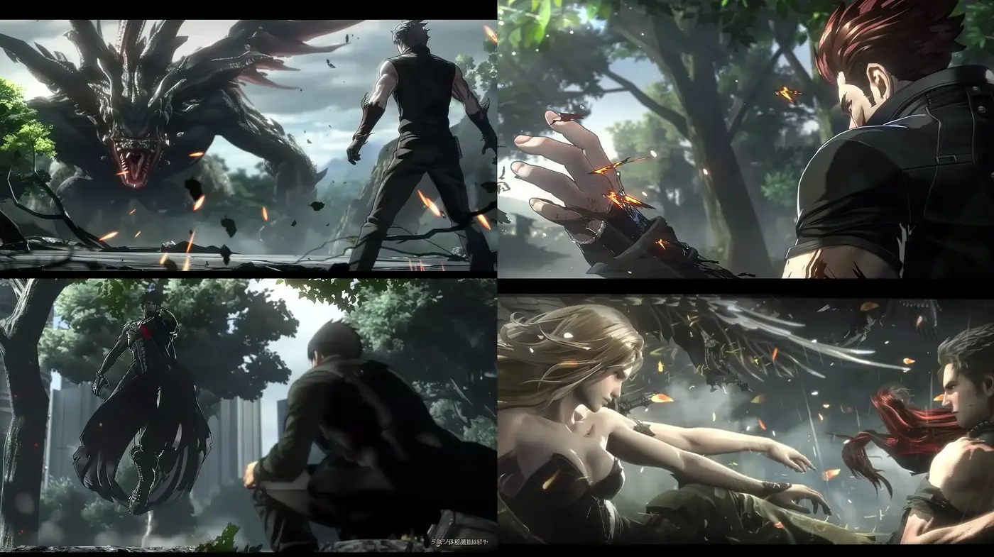 Dynamic Anime-Inspired Cinematic Illustration - Midjourney sref style