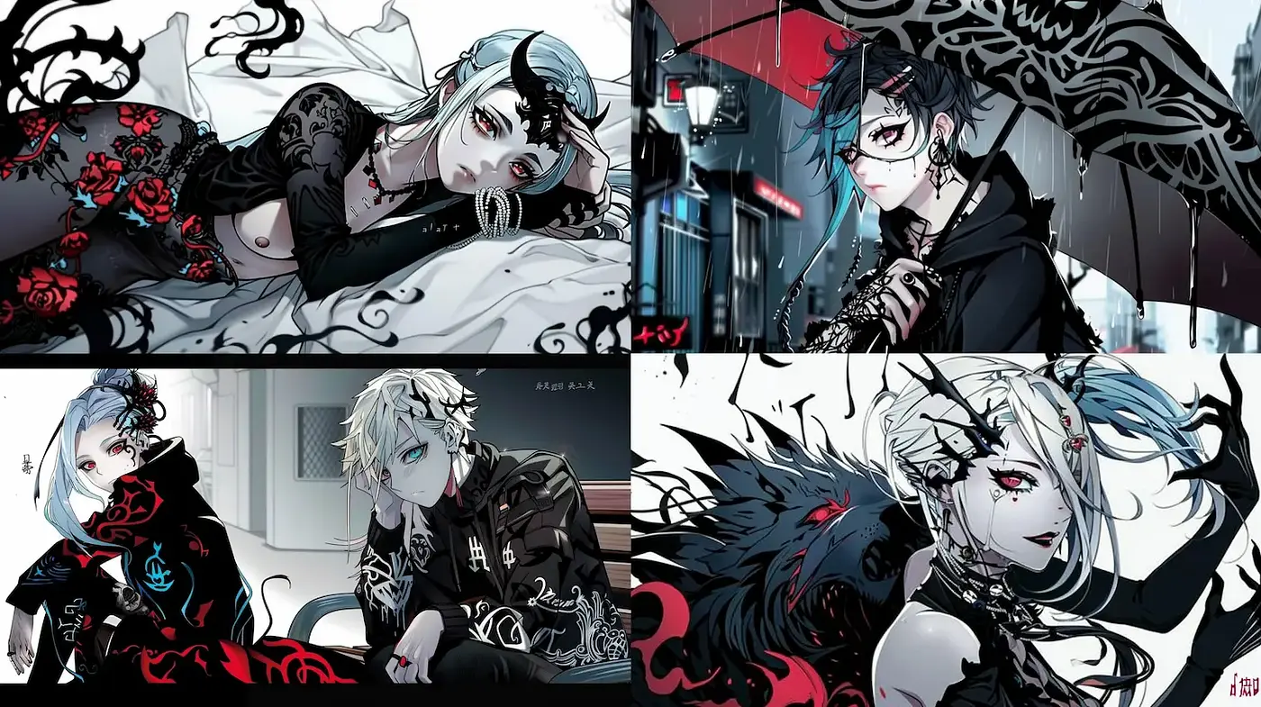 Gothic Anime Aesthetic with Intricate Detail and Rich Imagery - Midjourney sref style