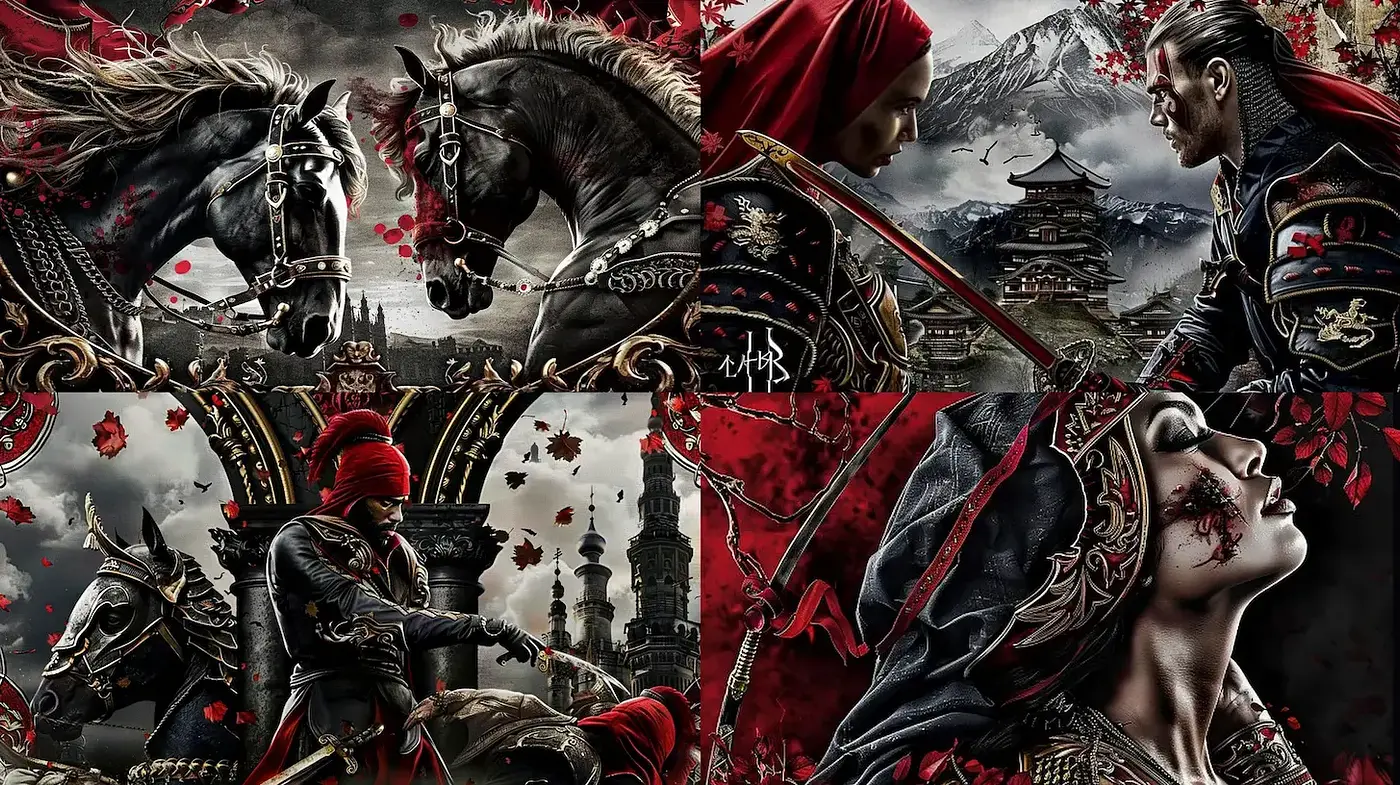 Dramatic medieval fantasy infused with rich textures and nuanced character portrayals - Midjourney sref style