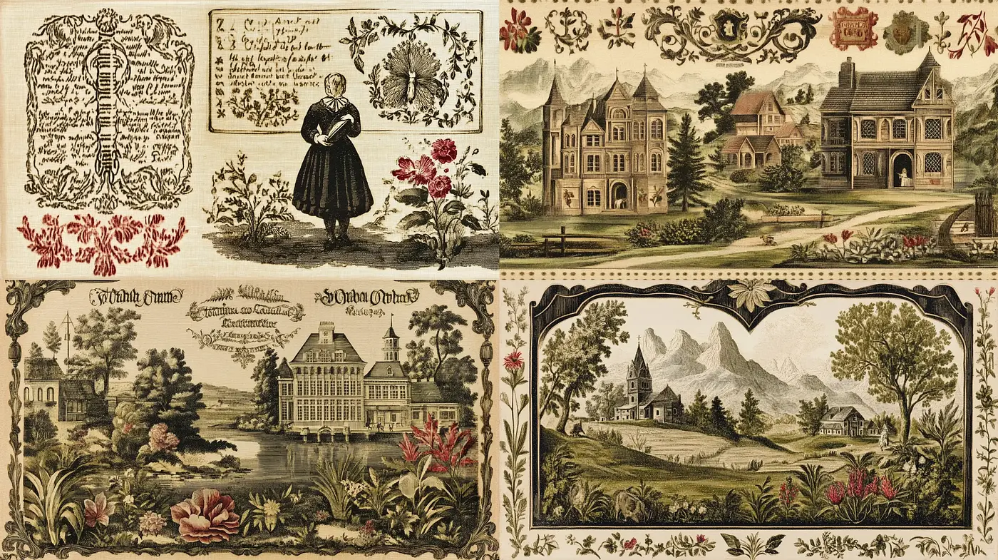 Timeless Pastiche of Antique Elegance and Pastoral Charm - Midjourney sref style