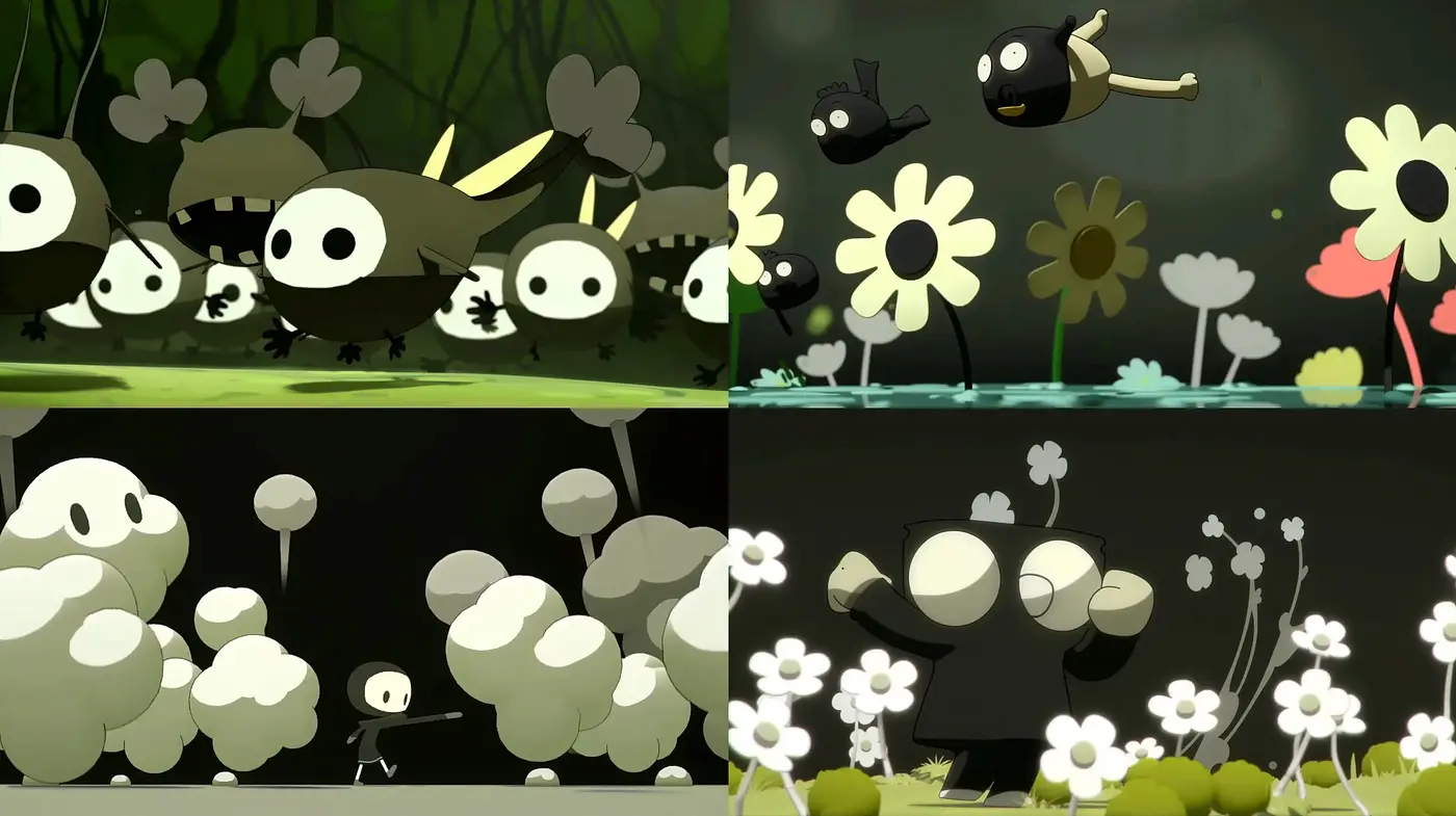 Contemporary Shadows and Silhouettes with a Playful Twist - Midjourney sref style