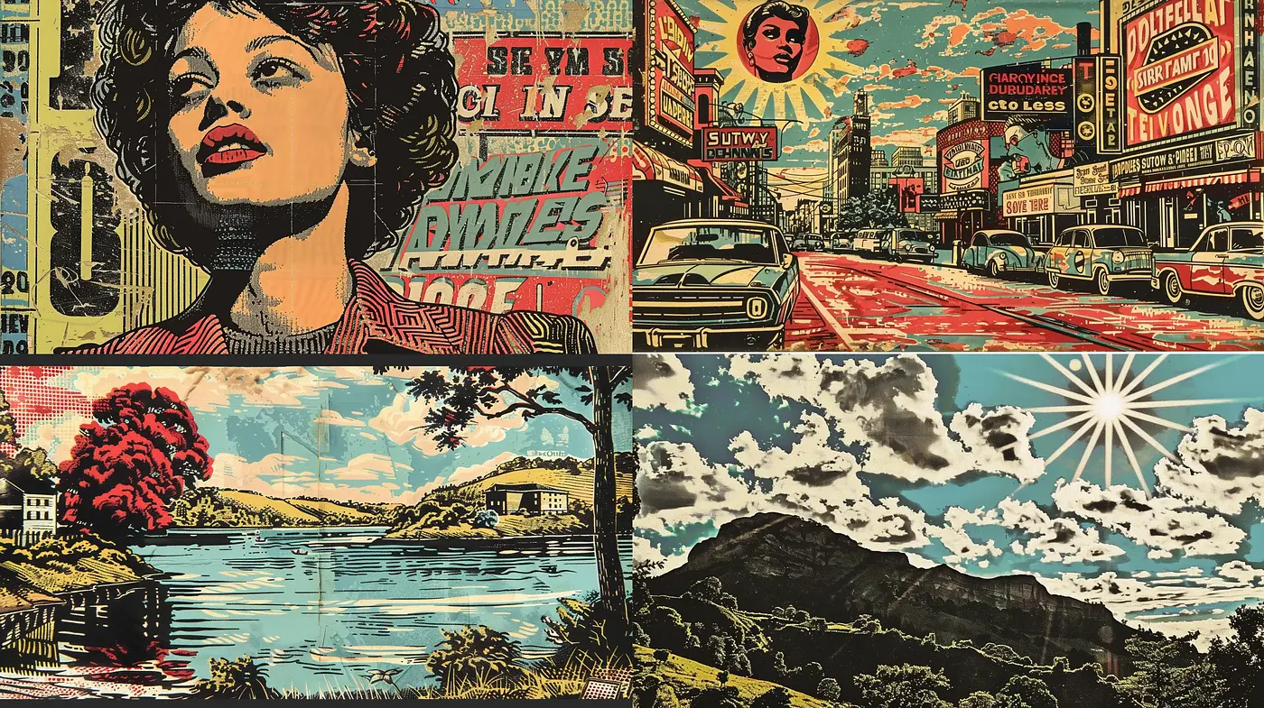 Retro Americana Redux: A Nostalgic Journey Through Mid-Century Styled Artworks - Midjourney sref style