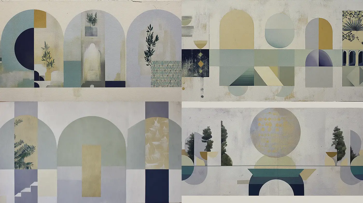Contemporary Geometric Bliss with Elegant Minimalism - Midjourney sref style