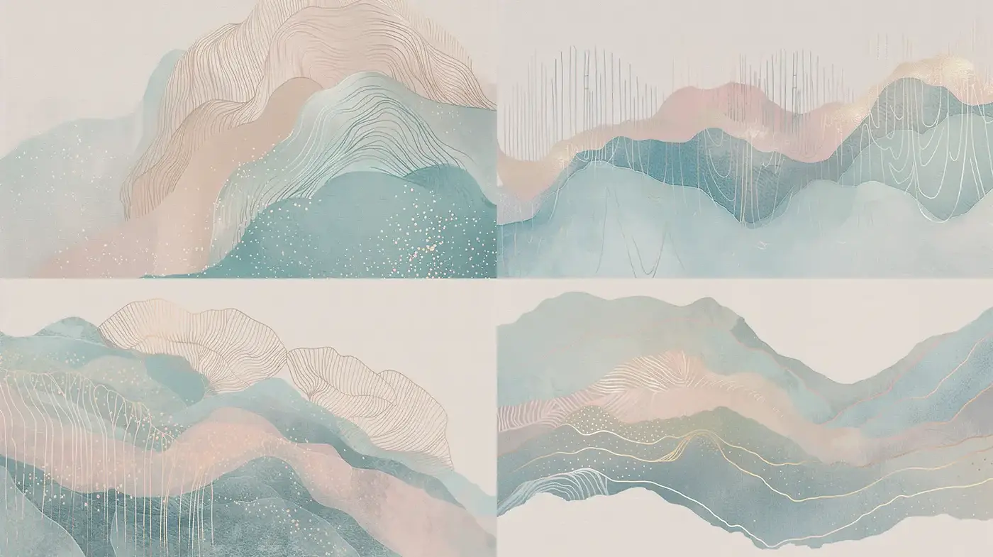 Serene and Ethereal Landscape with Soft Textures and Gentle Lines - Midjourney sref style