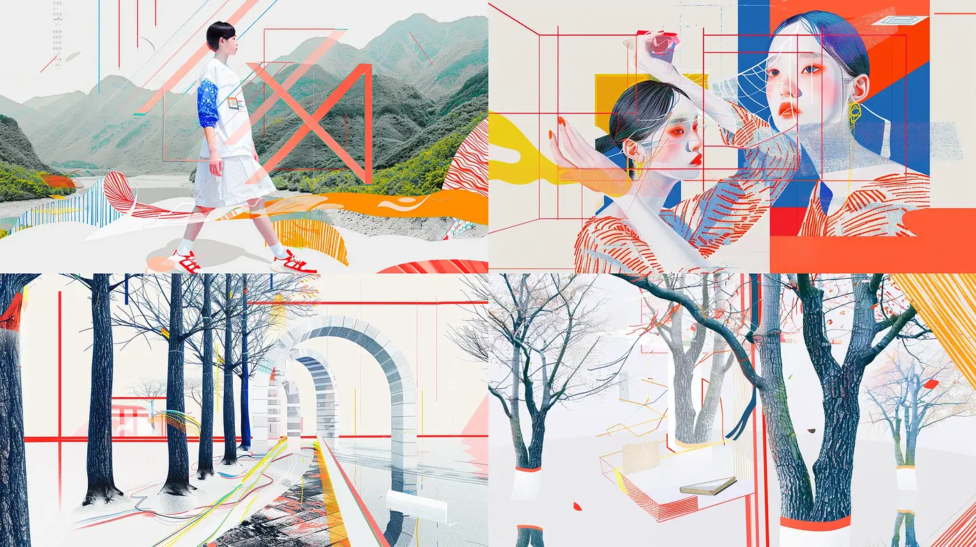 Contemporary Geometric Harmony with an East Asian Aesthetic - Midjourney sref style