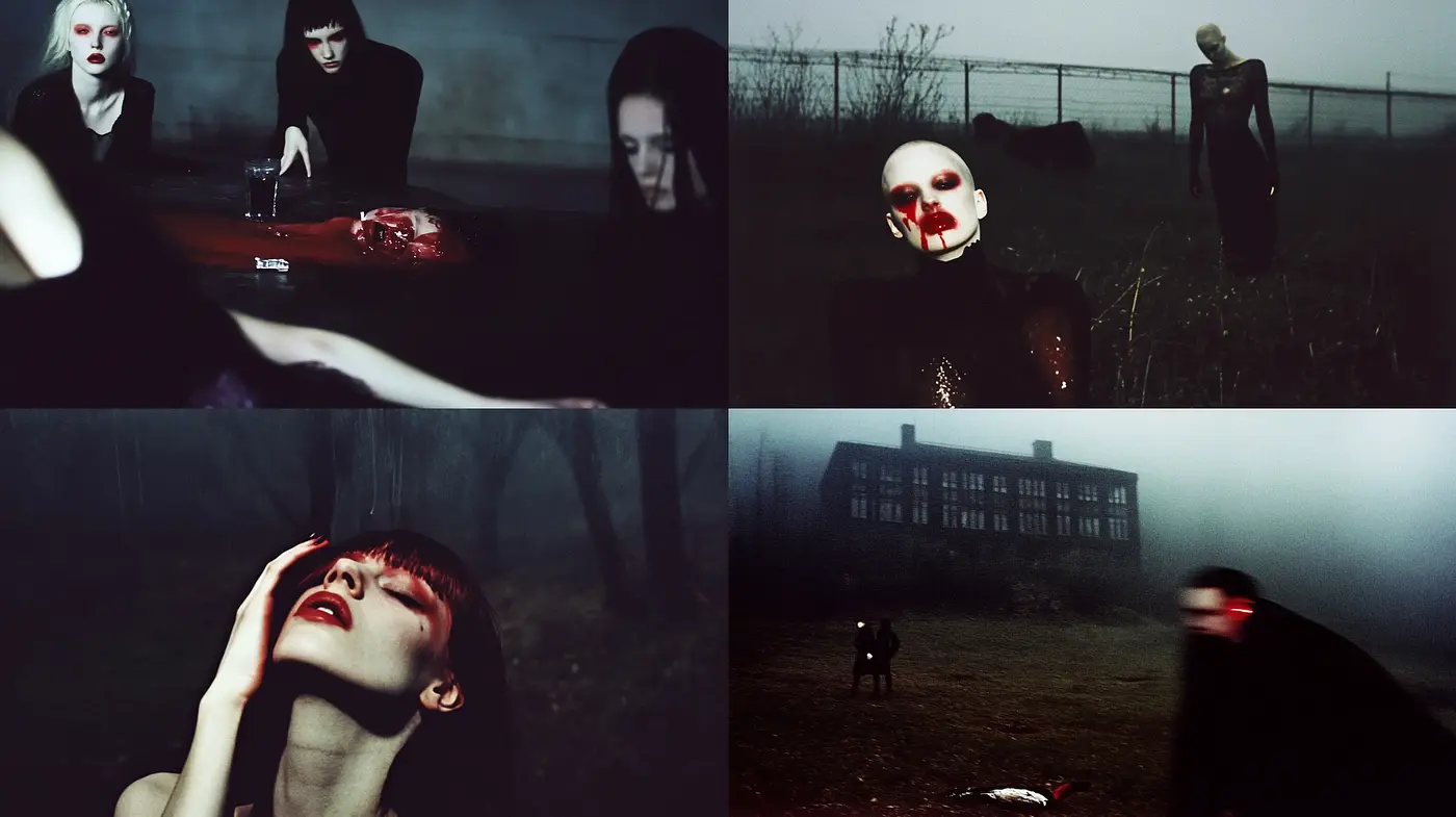 Eerie Nocturnal Hues: A Gothic-Inspired Vision - Midjourney sref style