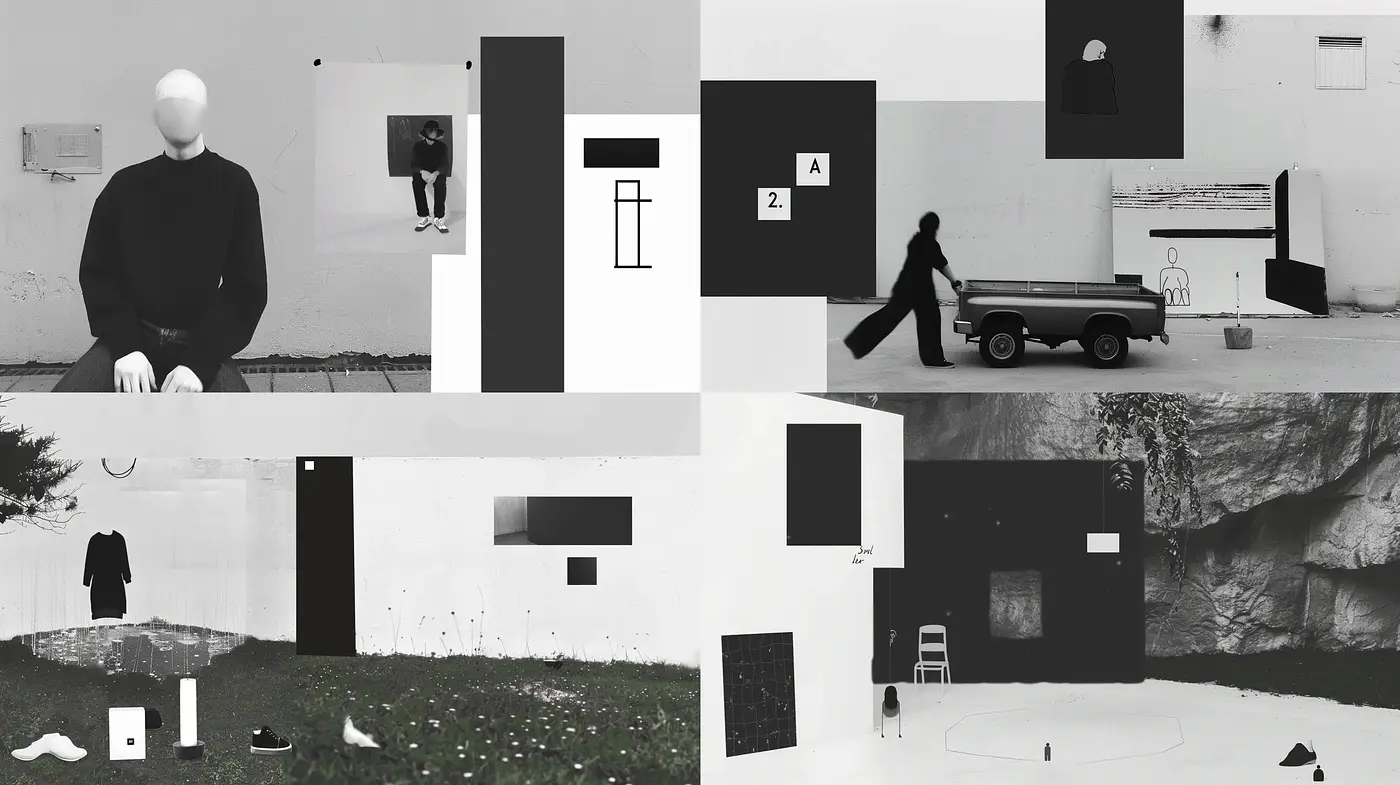 Monochromatic Minimalism with Geometric Precision - Midjourney sref style