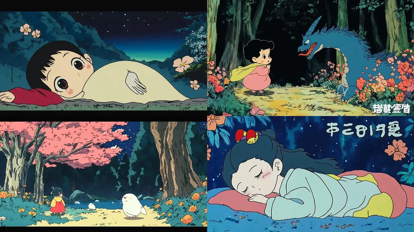 Anime-Inspired Enchanting Forest Scenes with Vivid Storybook Esteem - Midjourney sref style