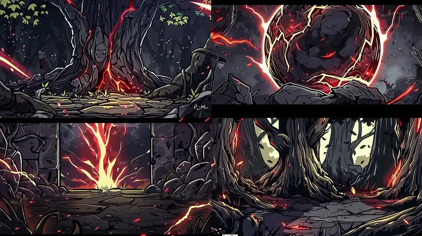 Dynamic Illustrations with a Mystical and Dark Fantasy Aesthetic - Midjourney sref style