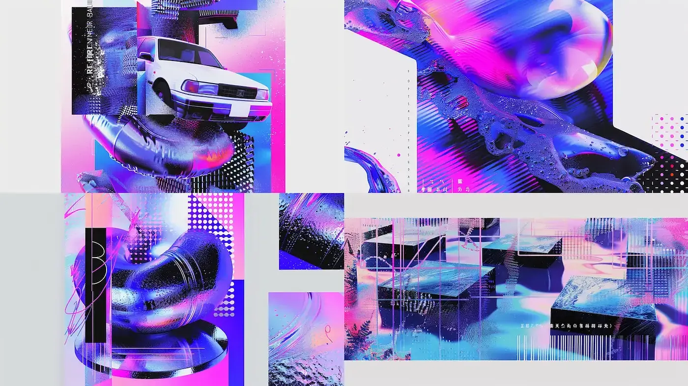 Dynamic and Colorful Abstract Futurism with Strong Visual Textures - Midjourney sref style