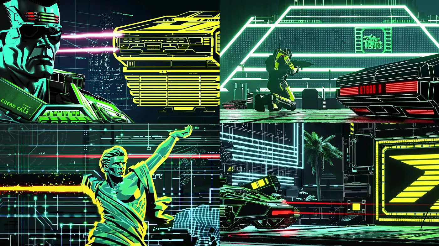 Neon Cyberpunk Odyssey: A Digital Tapestry of Retrofuturistic Visions - Midjourney sref style