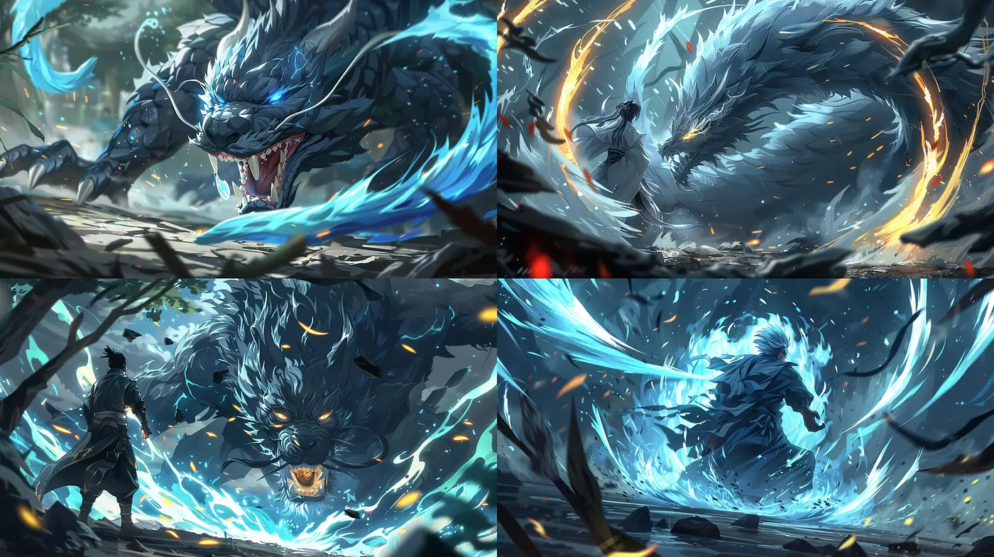 Dynamic Elemental Confrontation: A Symphony of Brushstrokes and Energized Color Schemes - Midjourney sref style