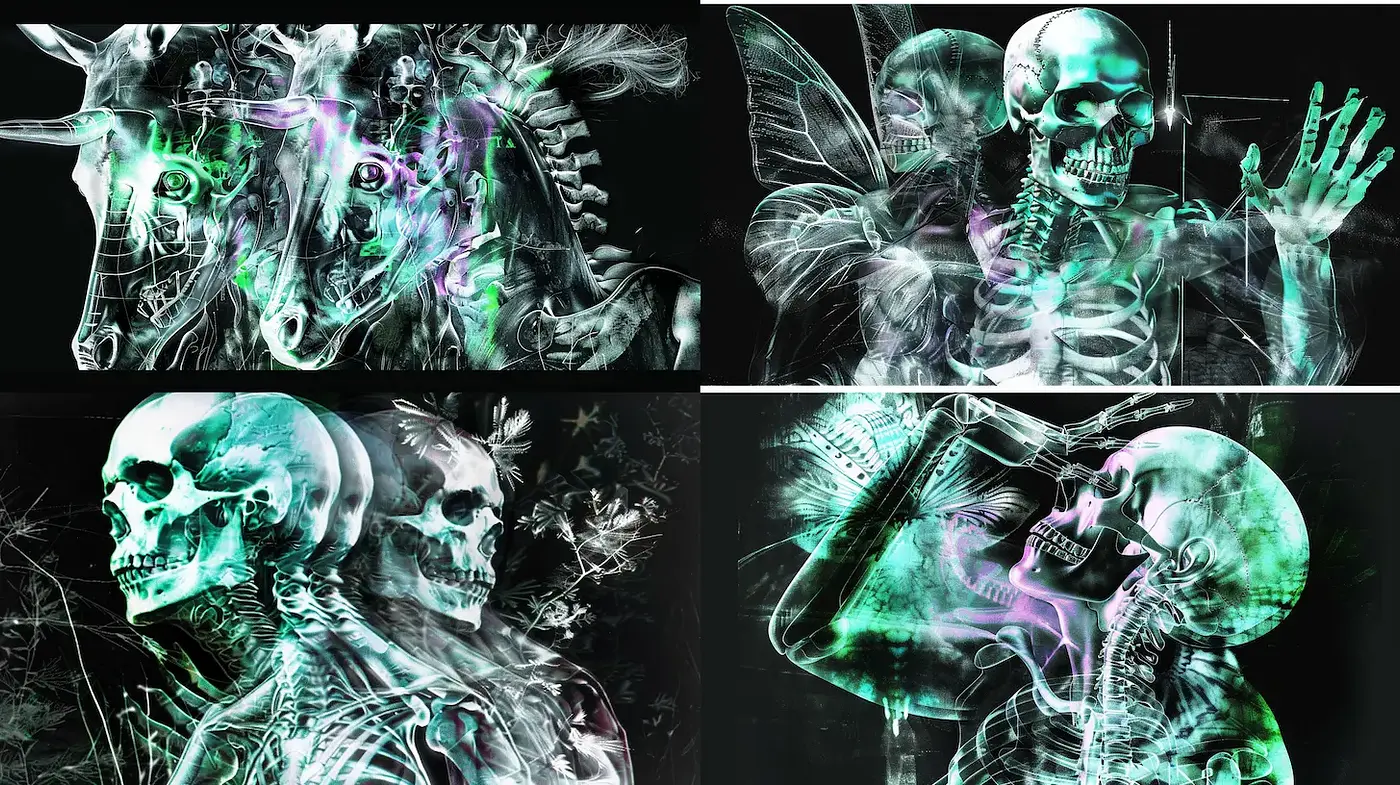 Ethereal and Surreal Fusion of Life and Death Themes - Midjourney sref style