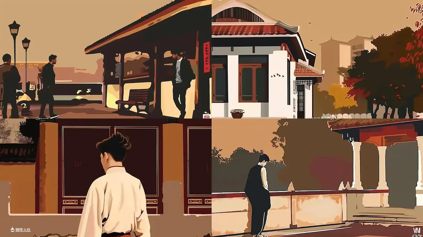 Artistic exploration of urban nostalgia in a warm palette - Midjourney sref style