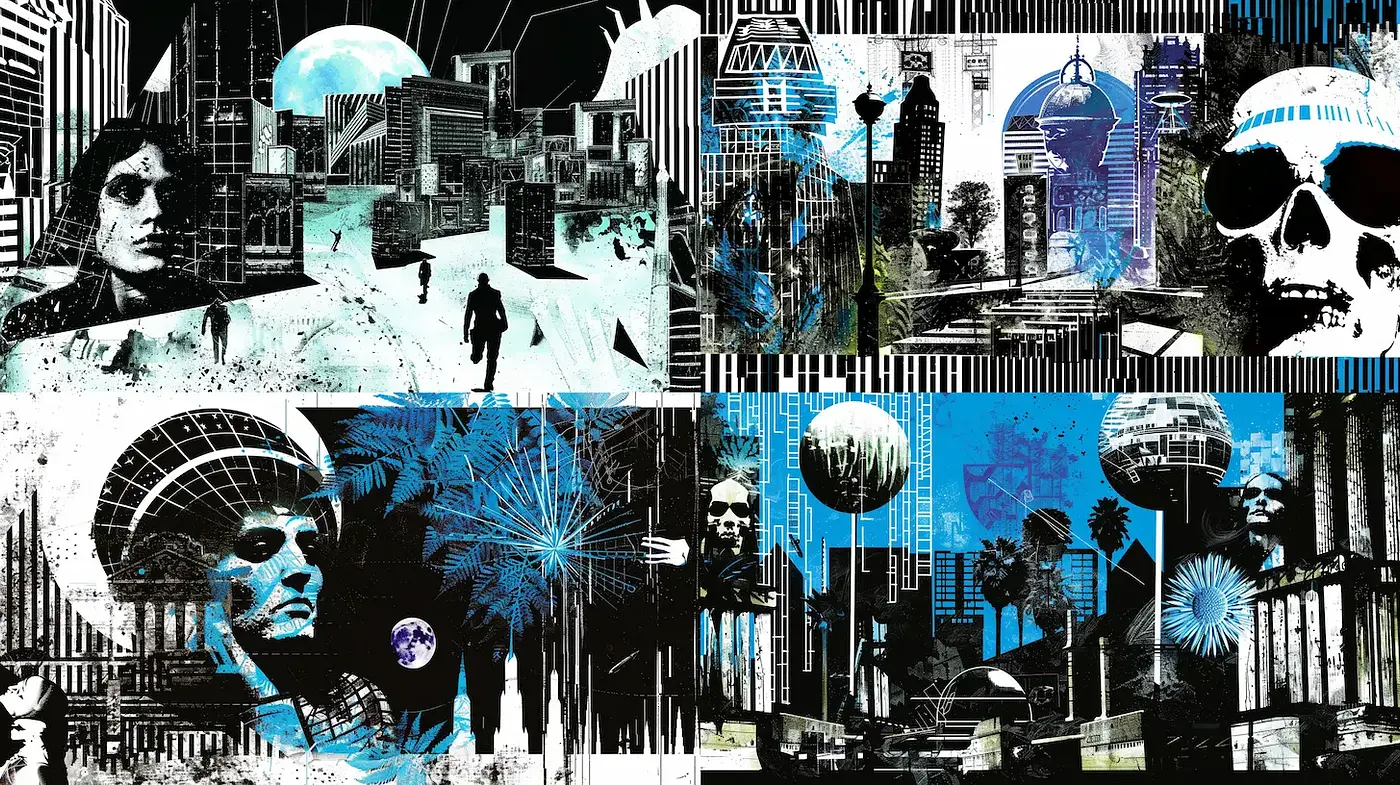 Dynamic Urban Dystopia with a Graphic Novel Aesthetic - Midjourney sref style