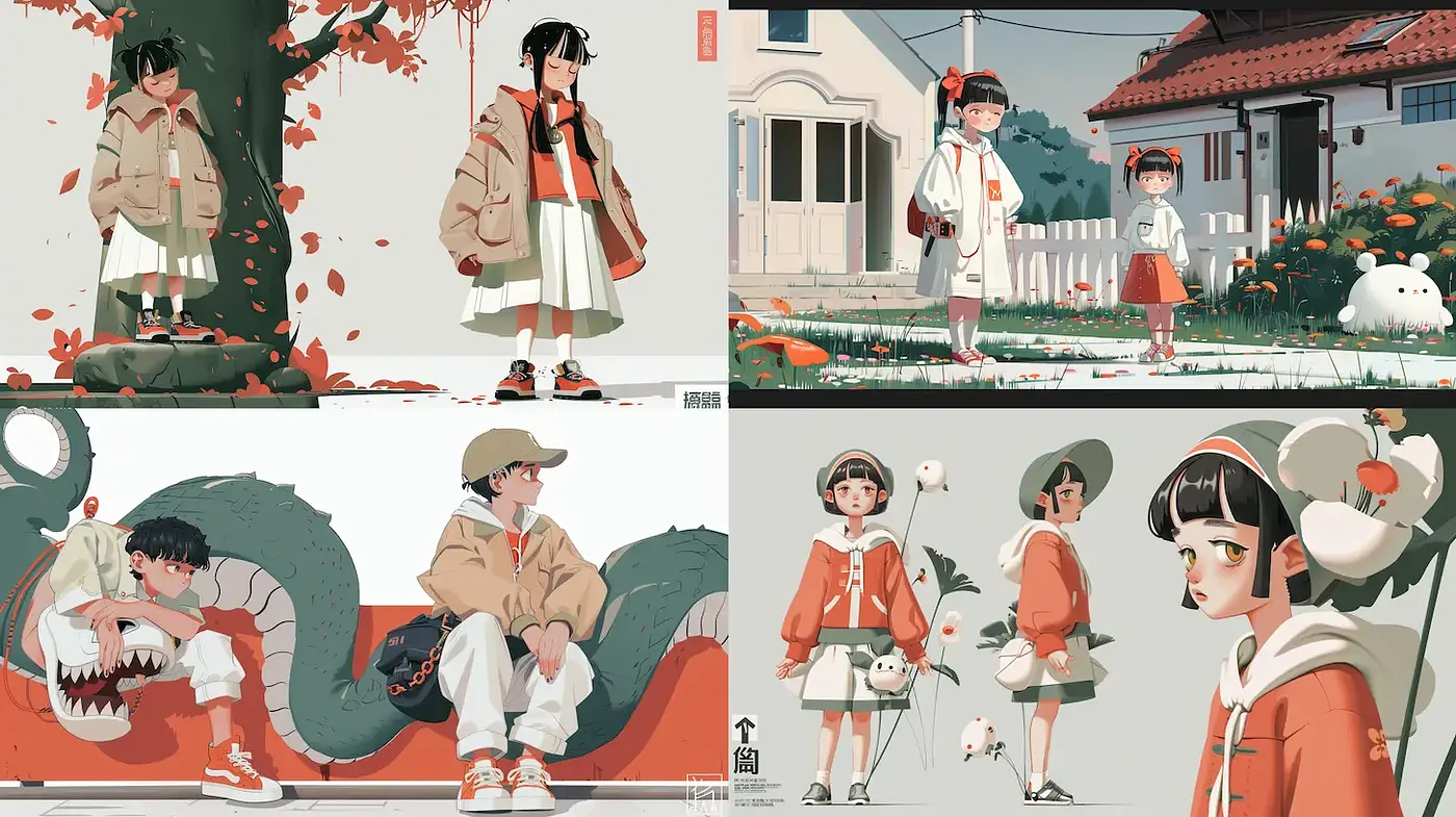 Playful yet serene imagery with a contemporary illustrative style - Midjourney sref style