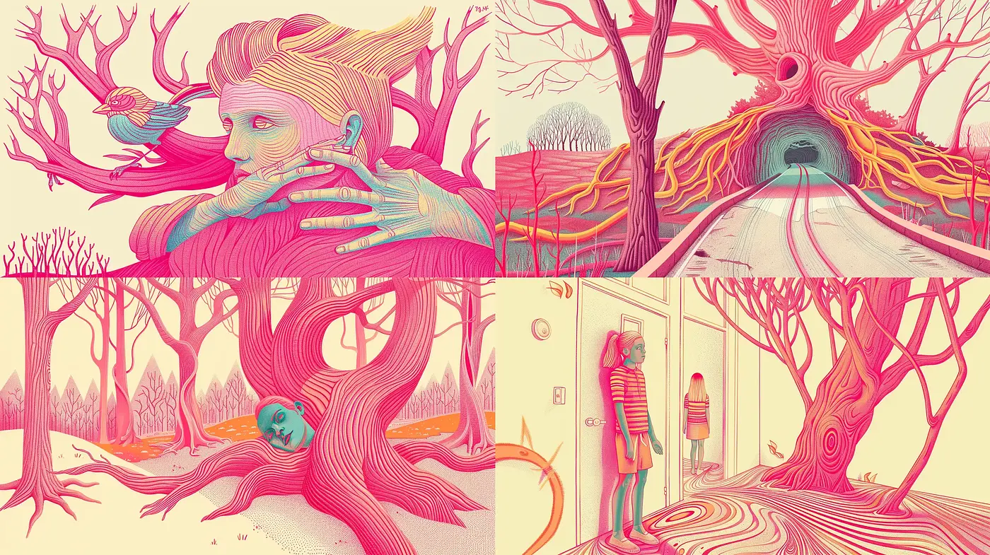 Surreal Autumn Dreamscape in Vivid Pastel Hues - Midjourney sref style