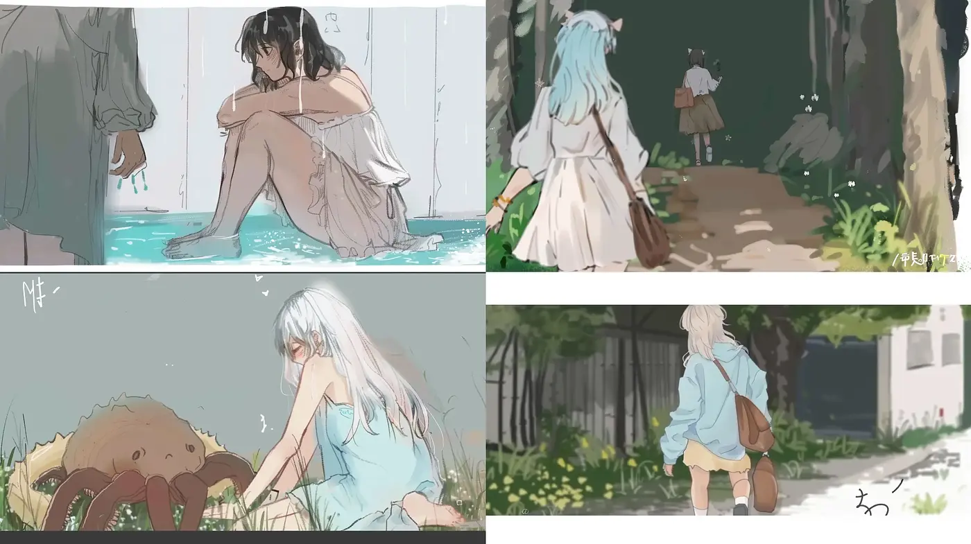 Ethereal Brushwork and Pastel Tones in Narrative Illustration - Midjourney sref style