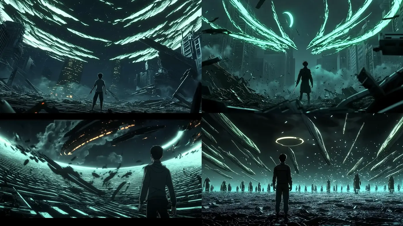 Ethereal Sci-Fi Vistas: A Glimpse into Dystopian Future Under Auroral Skies - Midjourney sref style