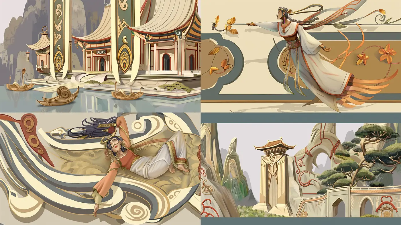 Ethereal Myths: A Tapestry of Fantastical Elegance and Classic Serenity - Midjourney sref style