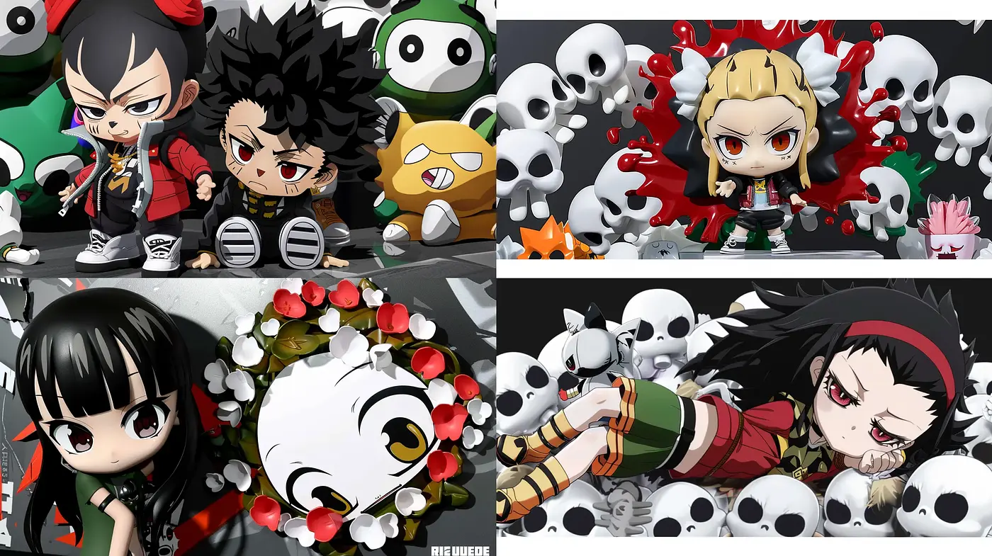 Vibrant Anime-Inspired Character Art with a Dark, Playful Twist - Midjourney sref style