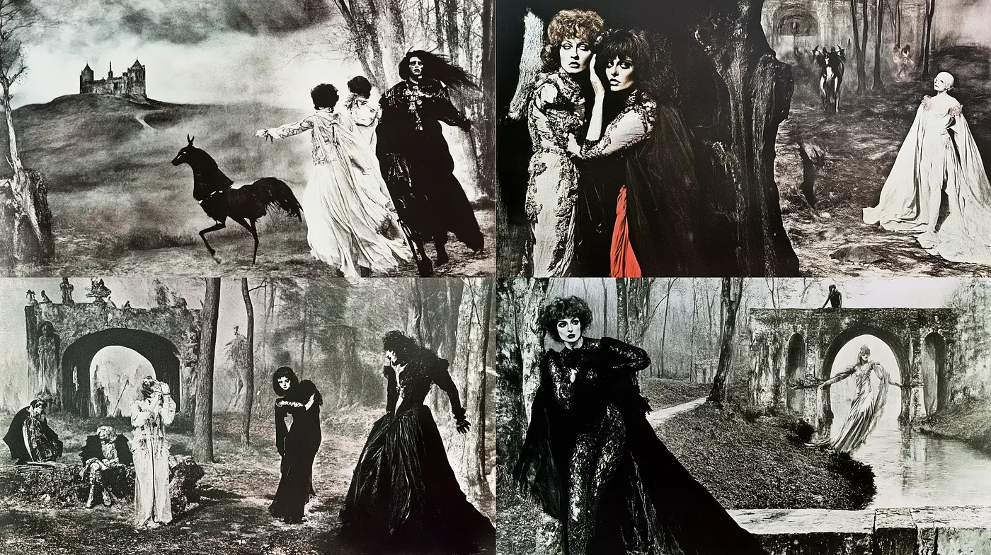 Gothic Romanticism with a Victorian Noir Filter - Midjourney sref style