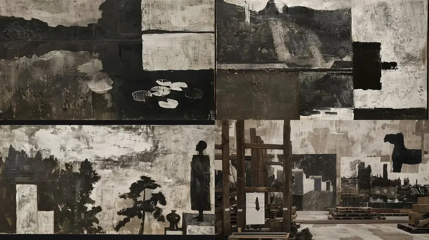 Monochromatic Abstract Expressionism with a Minimalist Approach - Midjourney sref style