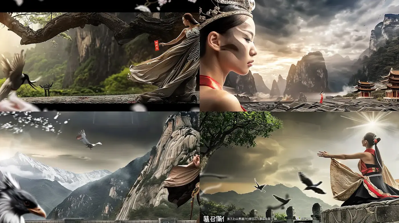 Captivating Fusion of Nature and Elegance in a Dreamlike Landscape - Midjourney sref style
