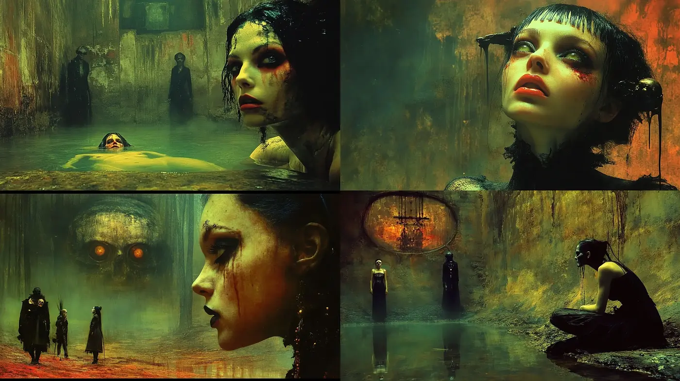 Eerie Dystopian Dreamscape: A Consistent Vision of Desolation and Mystery - Midjourney sref style