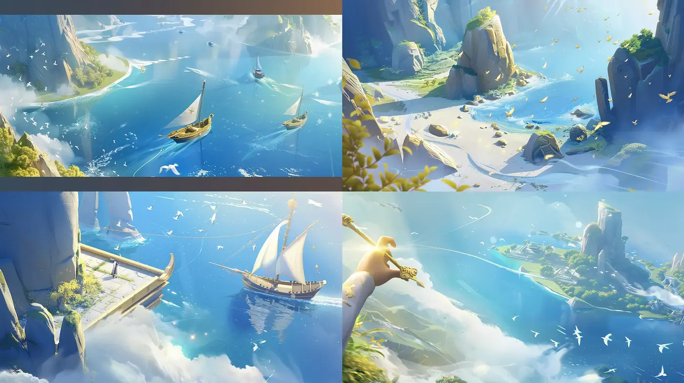 Ethereal Seascape Visions with a Sunny Ambiance - Midjourney sref style