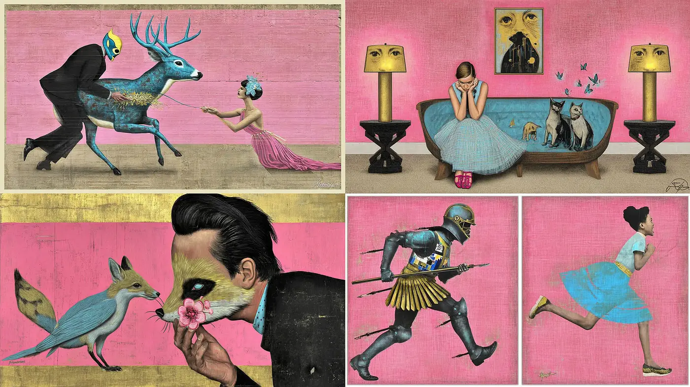 Surreal and Whimsical Illustrations with Vibrant Palette - Midjourney sref style