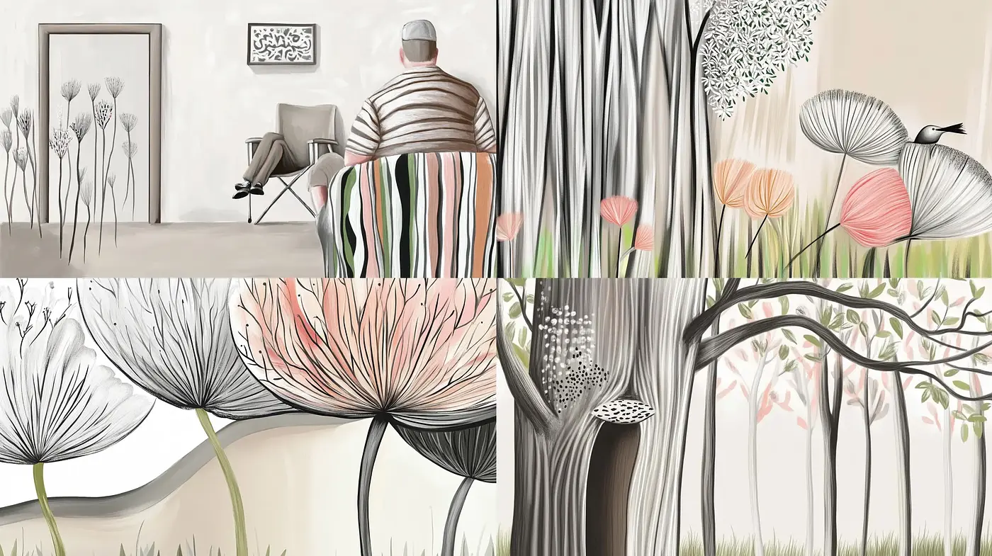 Whimsical Botanical Elegance in Pastel Hues and Stylized Textures - Midjourney sref style