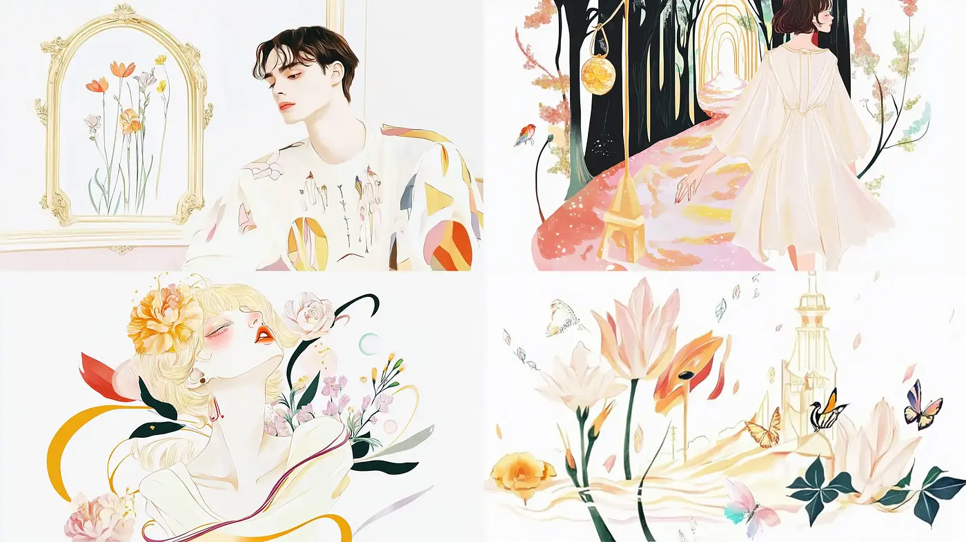Ethereal Elegance: A Whimsical Blend of Modern Fairy Tale Illustrations - Midjourney sref style