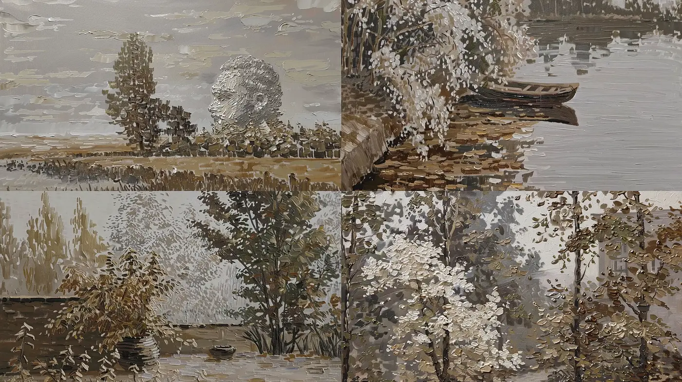 Textured Tranquility: A Study in Earthy Tones with a Post-Impressionistic Influence - Midjourney sref style