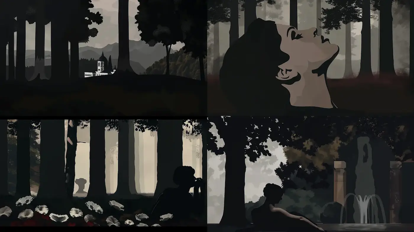 Melancholic and Ethereal Landscape with Expressive Figures - Midjourney sref style