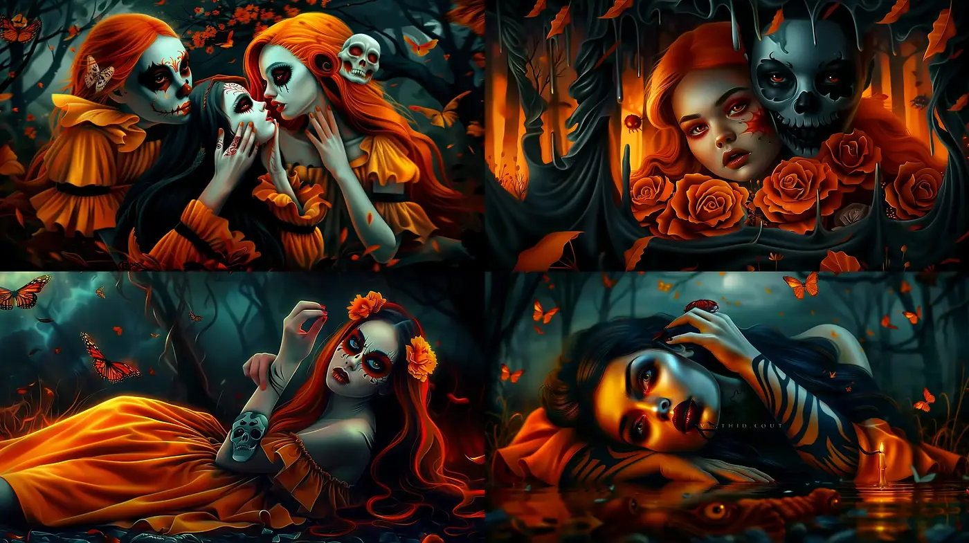 Enigmatic Elegance in Nocturnal Hues: A Melancholic Symphony of Gothic Artistry and Surrealist Fantasy - Midjourney sref style