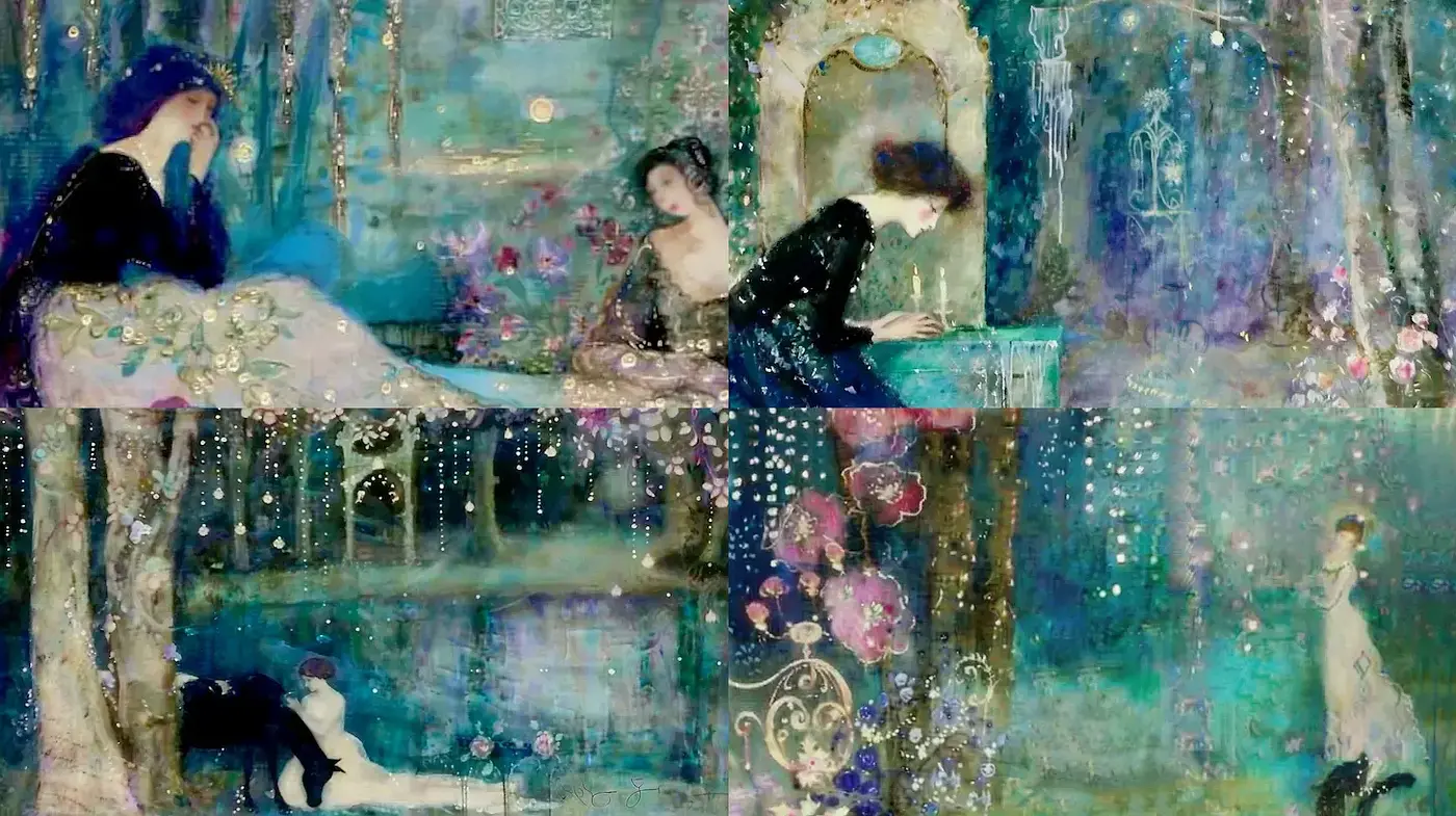 Ethereal, dreamlike interpretations infused with a whimsical narrative - Midjourney sref style