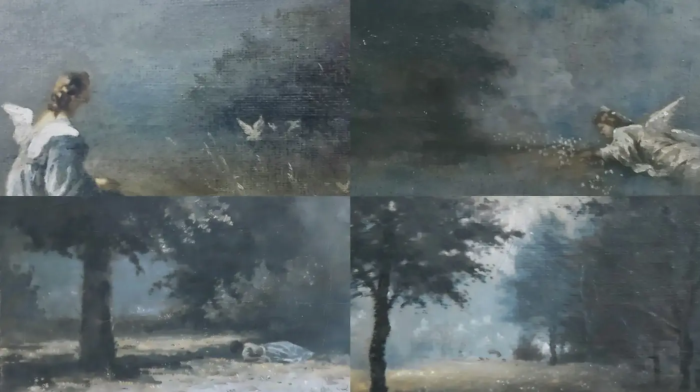 Enigmatic Brushstrokes Amidst Nature's Solitude - Midjourney sref style