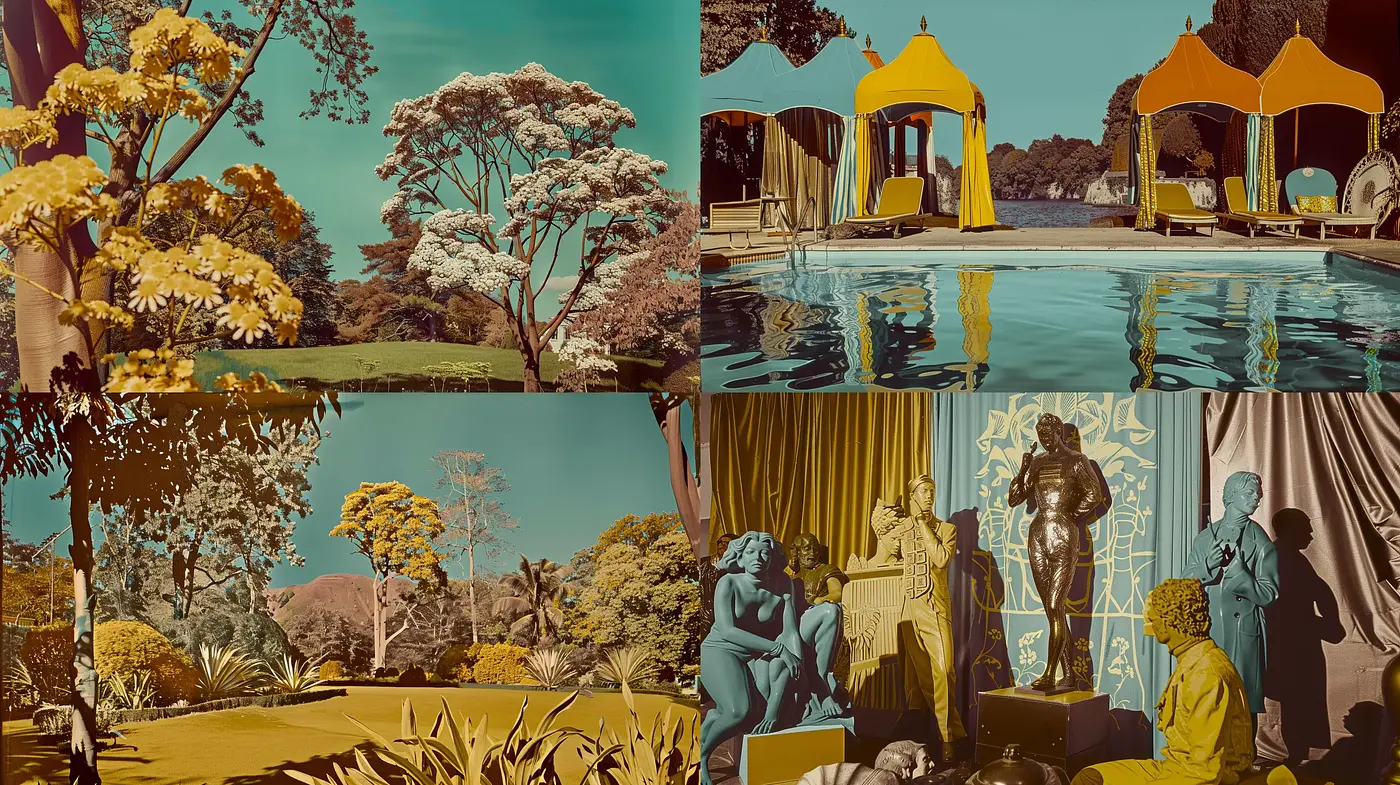 Auburn Sepia Tones in Stylized Vintage Dreamscapes - Midjourney sref style