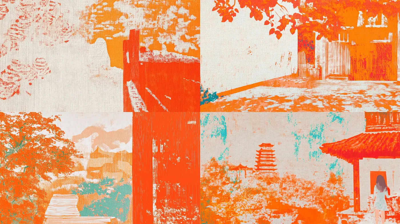 Vivid Textured Oriental Hues in Abstract Expression - Midjourney sref style