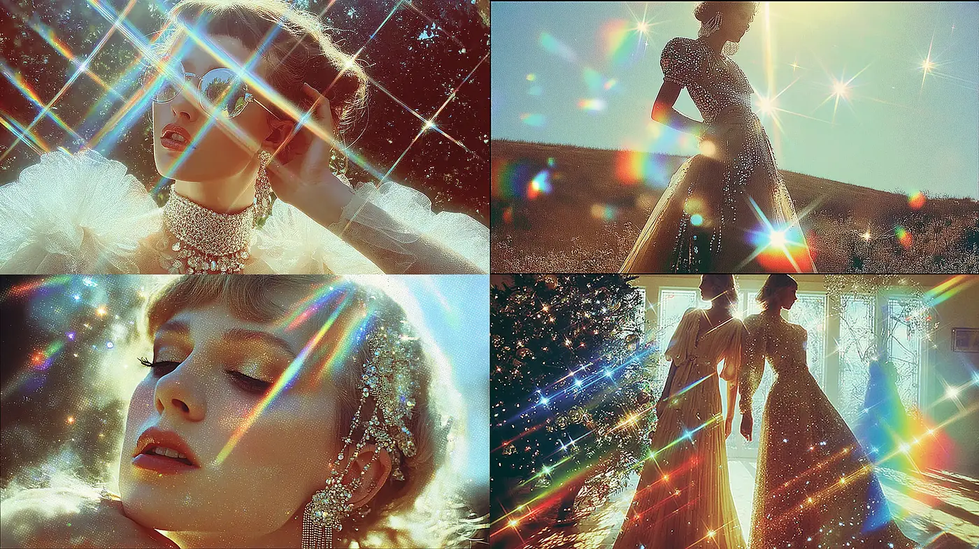 Elegant and ethereal visual style with a vintage charm - Midjourney sref style